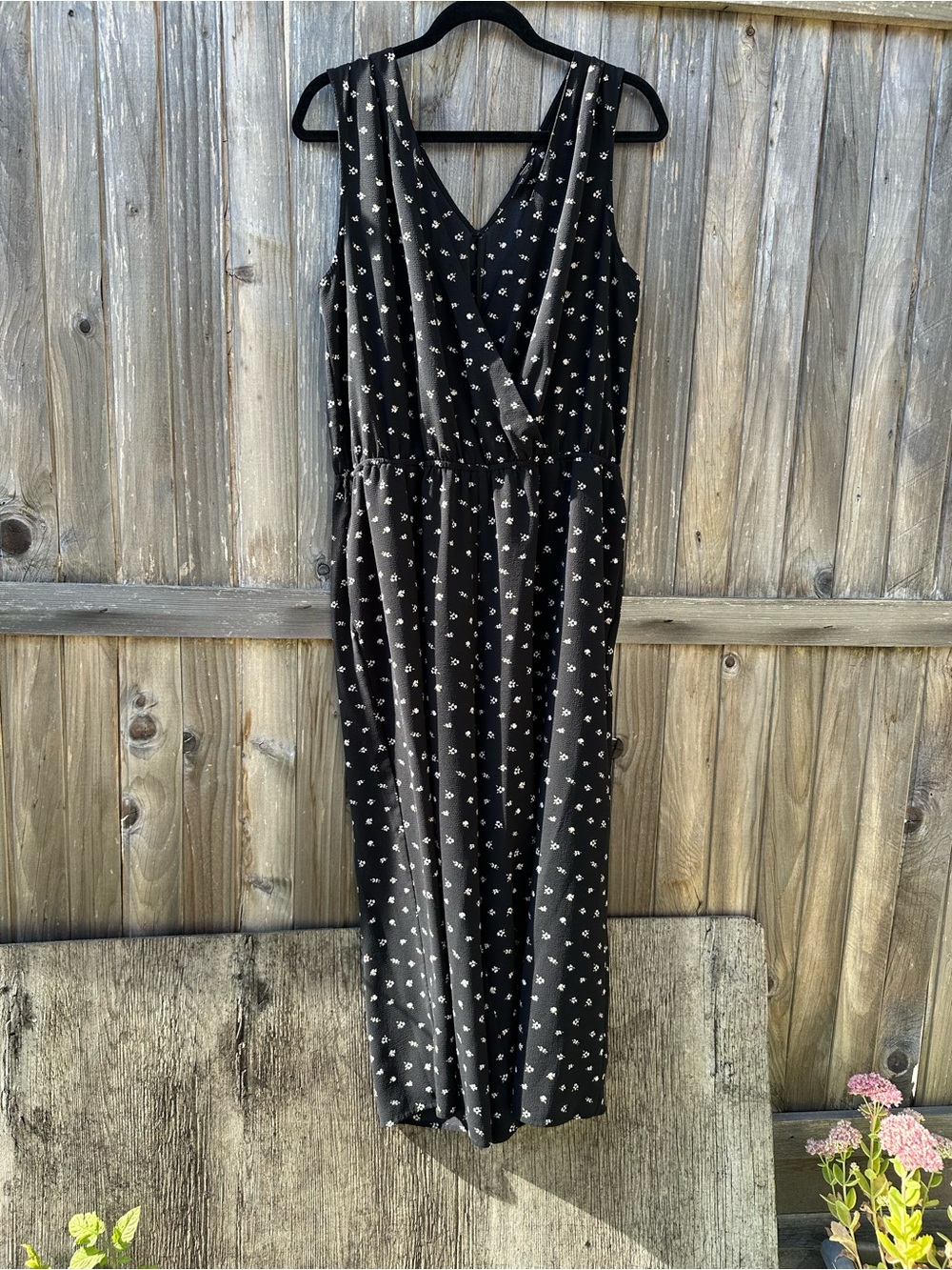 RW&CO Black Floral Sleeveless Jumpsuit